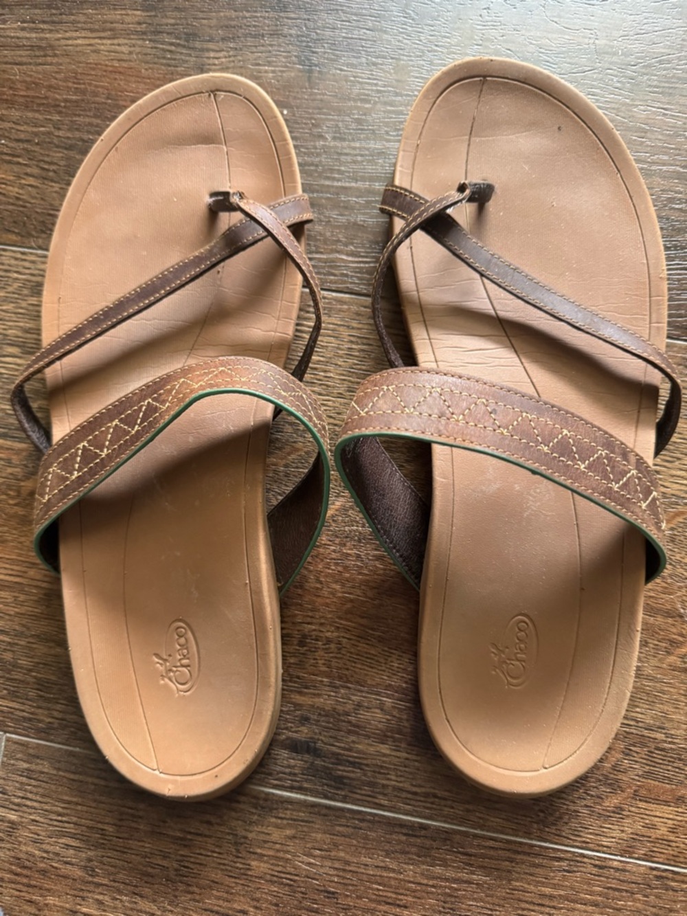 Chaco Brown Leather Cross-Strap Sandals